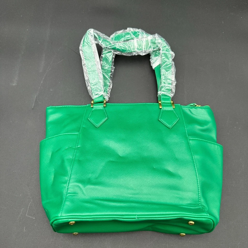 Elegante bolso de mano Joy Iman verde para mujer diseño a rayas arco iris interior Foto 2 de 4