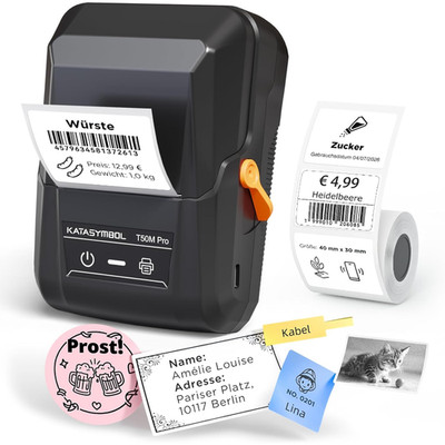Etikettendrucker Bluetooth Wasserfest Kompatibel mit Handy PC für Büro Schule