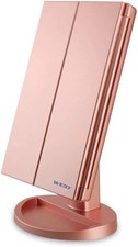  Lighted Makeup Mirror, Tri-fold Vanity Mirror with 1X/2X/3X Magnification Mirro