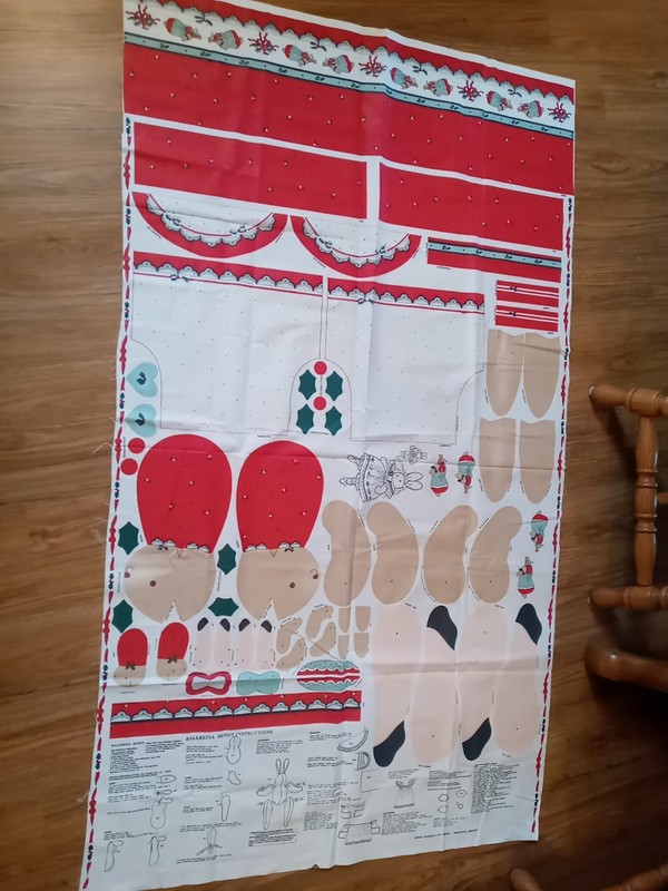 Daisy Kingdom Cut & Sew Christmas Ballerina Bunny Fabric Panel Bunny Dolls