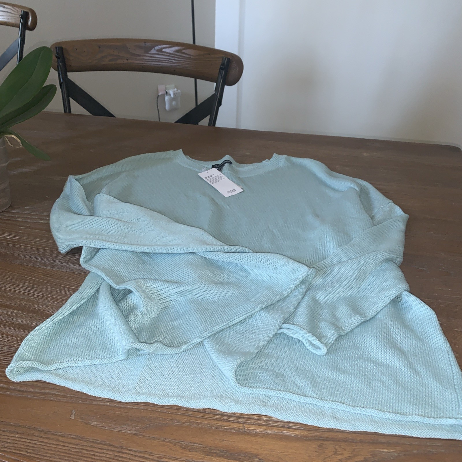 NWT Eileen Fisher Organic Linen/Cotton Card Crew Neck Sweater Size XL MSRP $228