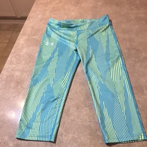 Under Armour Women's Capri Leggings M Blue/Green Geometric Compression Stretch