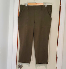 Lands' End Womens XL/P 18 Green Starfish Straight Leg Stretch Pants Pockets