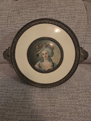 Vintage Antique PNCW USA Bronze Miniature Portrait Dresser Jewelry Trinket Box