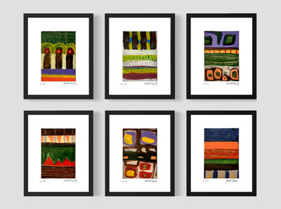 Set Of 6 Original Still Life Collage 8x10 Matted Contemporary Kitchen Wall Art