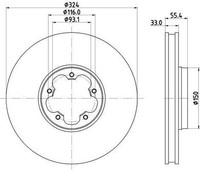 Hella Bremsscheiben Set Vorne 56471PRO FüR Ford Tourneo Custom V362 Bus OEM