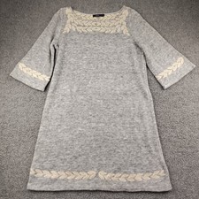 THML Sweater Dress Embroidered Size Medium Gray Mini