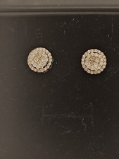 14 Kt Wg Diamond Cluster Earrings with Diamond Accents , 1.5ctw