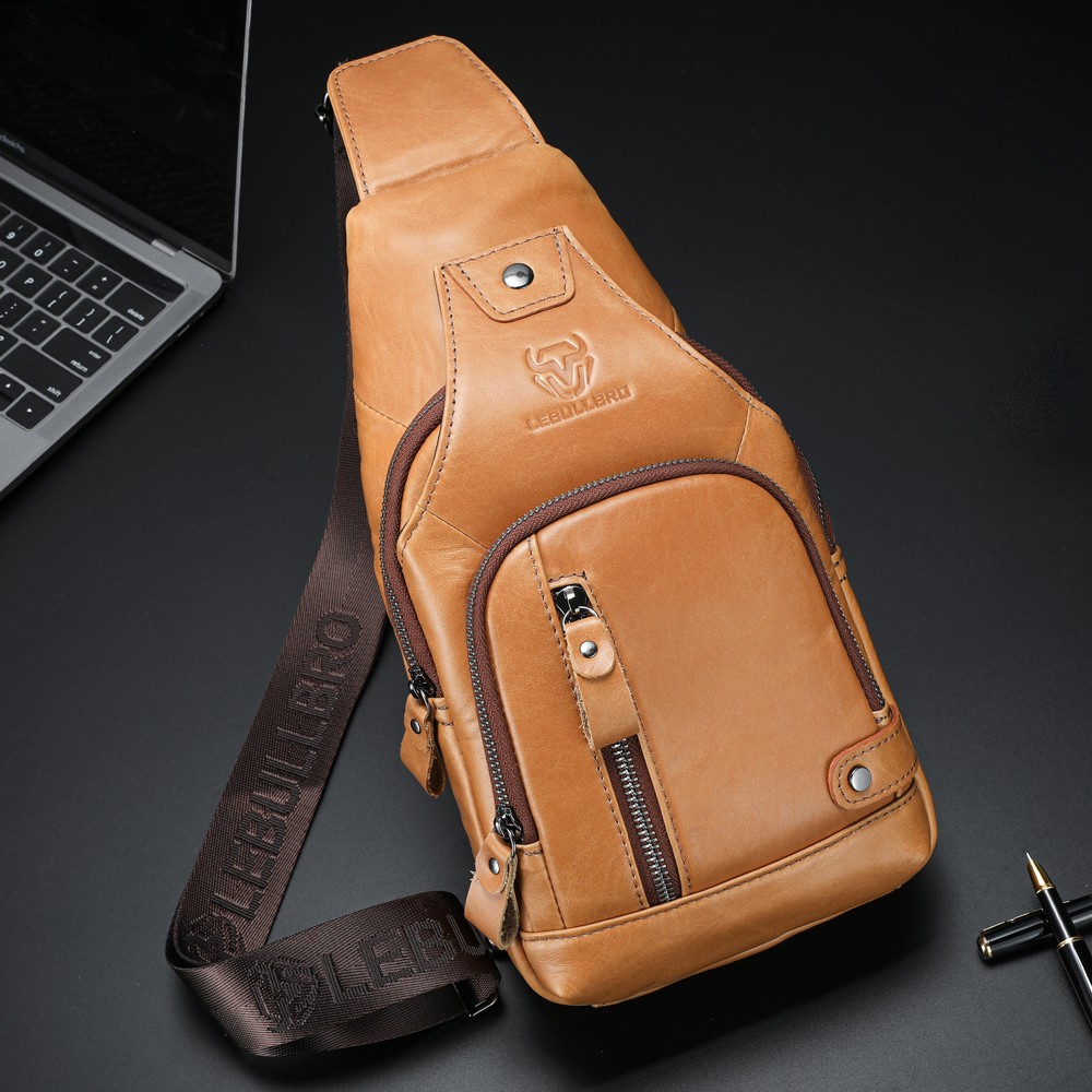 Genuine Leather Chest Crossbody Travel Shoulder Bag