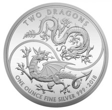 2018 Royal Mint Two Dragons £2 1oz Silver Proof Coin Boxed with COA