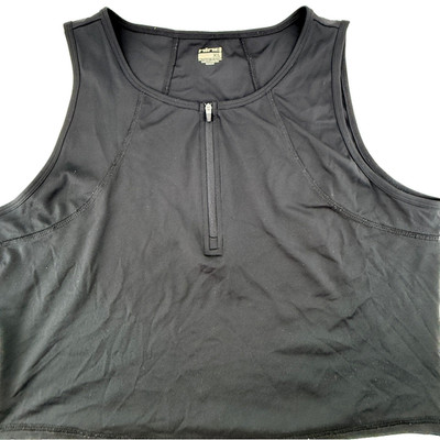 Hind Womens XL Black Quarter Zip Crop Tank Top Sleeveless Activewear Gym Shirt