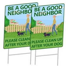 Clean Up After Your Dog Signs for Yard 2 Pack - 12.6x9.5Inches No Clean Up 2pcs