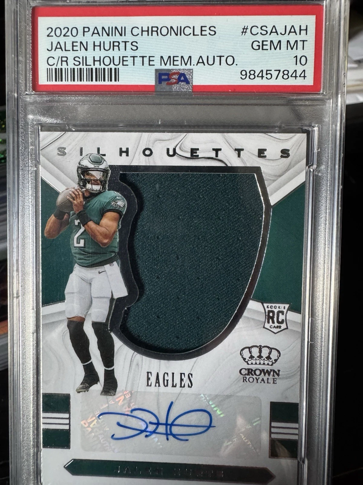 Jalen Hurts Panini Chronicles Crown Royale Silhouette Memorabilia Autographs #CSAJAH Base