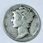 1940 Mercury Dime, Winged Liberty Head, 90% Silver, Very Fine Condition #3997