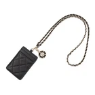 CHANEL Matelasse ChainShoulder Card Case Lambskin Black AP0711