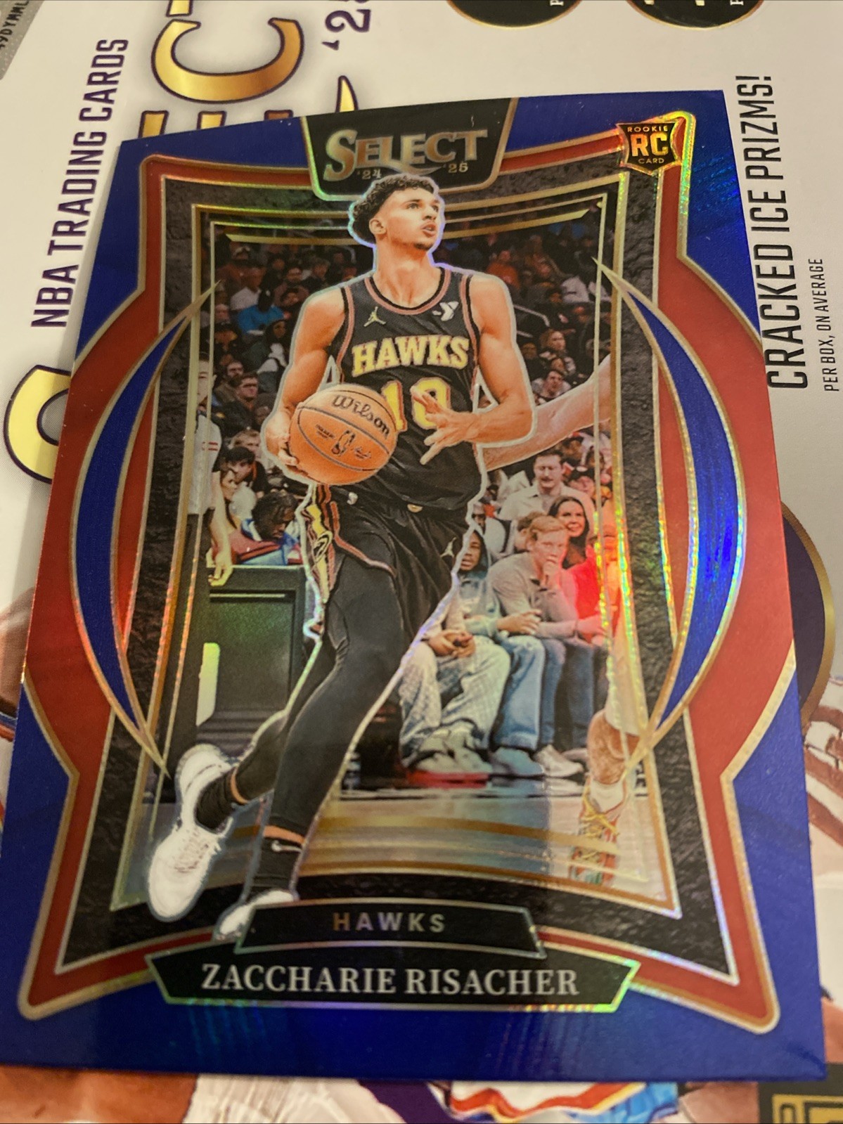 2024-25 Panini Select - Zaccharie Risacher #86 Blue Cracked Ice Prizm (RC)