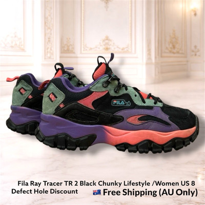 Fila Ray Tracer TR 2 Women US 8 Black Chunky Lifestyle Sneakers Defect Discount