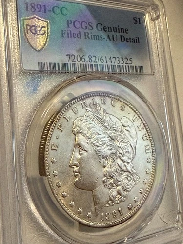 1891-CC Morgan dollar, PCGS AU Details, should be MS, filed rim?