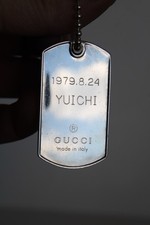 Vintage Gucci Sterling Silver Dog Tag Keychain Pendant