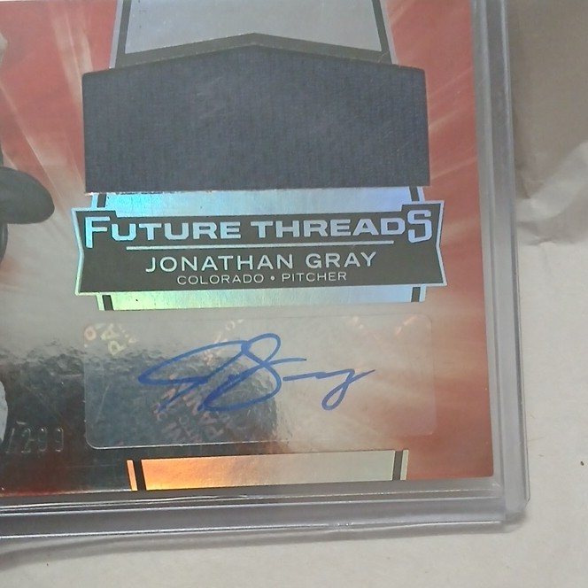 Panini Elite 2015 Future Threads Jon Gray #3 Rockies Auto Patch RC /299 view 5