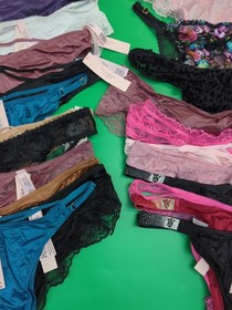 Victoria Secret Assorted Styles Thong V Panties Bundle XL Multicolor Lot Of 50