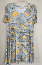 LOFT Womens Medium Leaf Print Short Sleeve Jersey A Line Summer Dress Mid Length