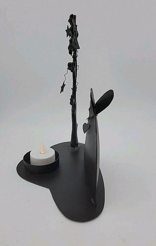 Coniglietto CONIGLIO in metallo con stelle e cuori ALBERO portacandele 9"X7"X5" fattoria CARINO! - Foto 4 di 9