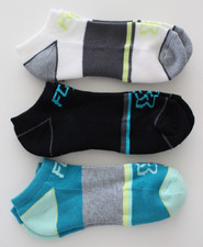Fox Racing No Show Socks 3 Pack Men's S/M Teal/Heather Grey/Black