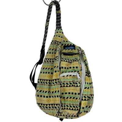 KAVU Rope Sling Crossbody Bag Yellow Geometric Aztec Canvas Shoulder Backpack