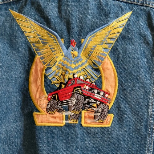 Vintage Truck Riders Pioneer Embossed Denim Jacket Medium - Picture 7 of 7
