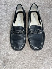 Comfort GEOX RESPIRA Black LEATHER Women's Size 38.5 LOAFERS Shoes BRAZIL