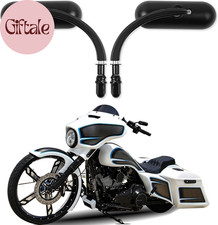 Black Motorcycle Universal Oval Rear View Side Mirrors Compatible for Harley Str