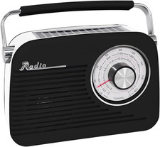 QFX Portable Retro AM FM SW Radio with Bluetooth, Rechargeable Battery, Suppleme
