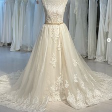 Detachable Skirt Wedding Overskirt Tulle White Ivory Lace Applique Bridal Train