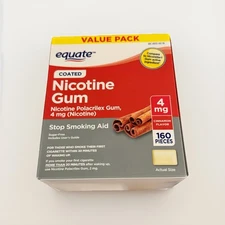 Equate Nicotine Gum Coated Cinnamon Flavor 4mg 160CT Free Shipping Exp 02/2027