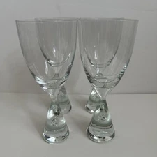 4 Holmegaard Princess Goblet Wine Clear Crystal Glass Bubble Stem 8”