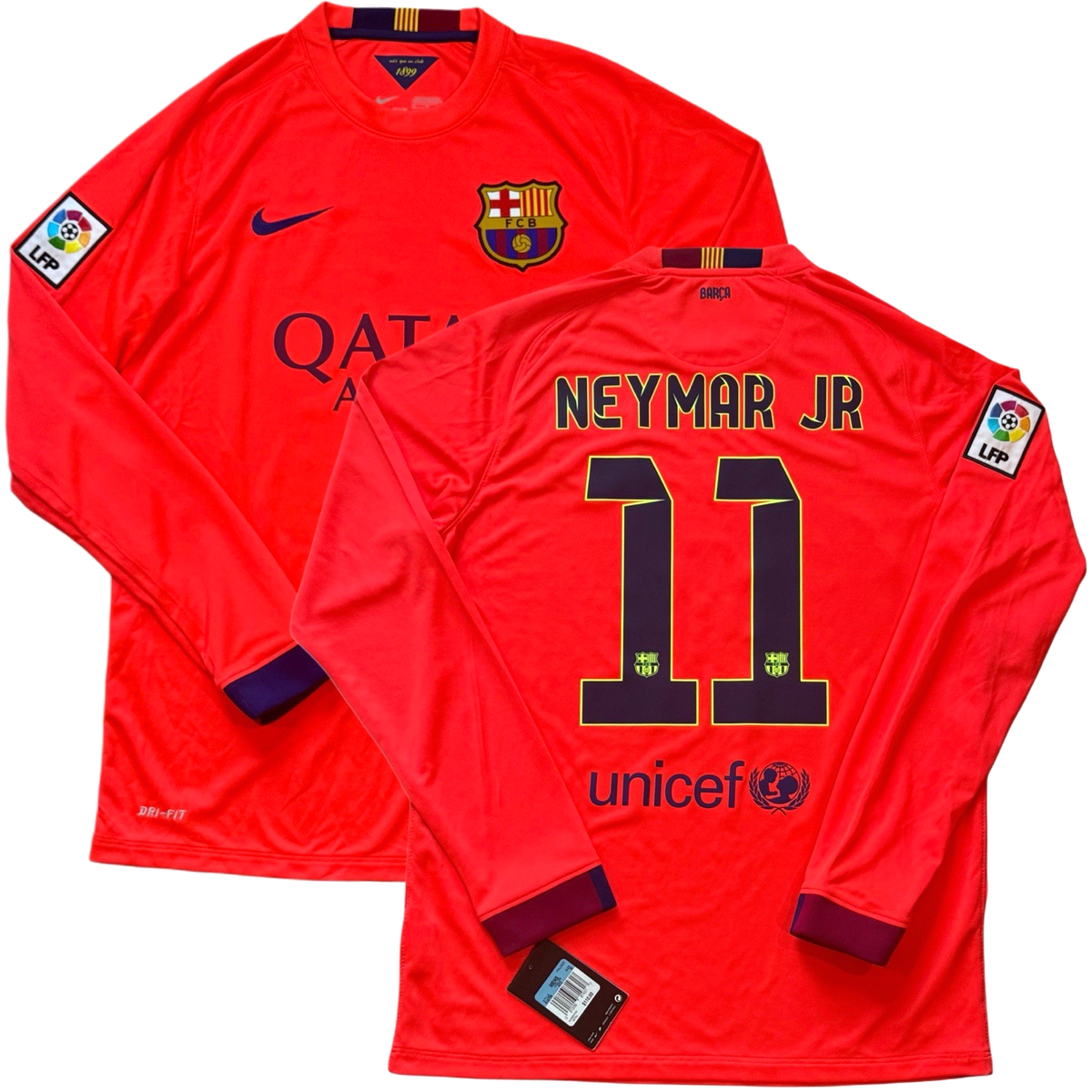 2014/15 Barcelona Away Jersey #11 Neymar Jr Medium Nike Long