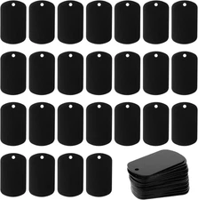 25Pcs Metal Stamping Blanks, Aluminum Blank Dog Tags Black Metal Tags for Laser