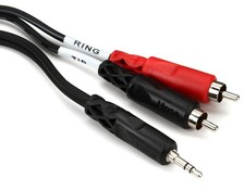 Hosa CMR-203 Stereo Breakout Cable - 3.5mm TRS Male to Left and Right RCA Male -