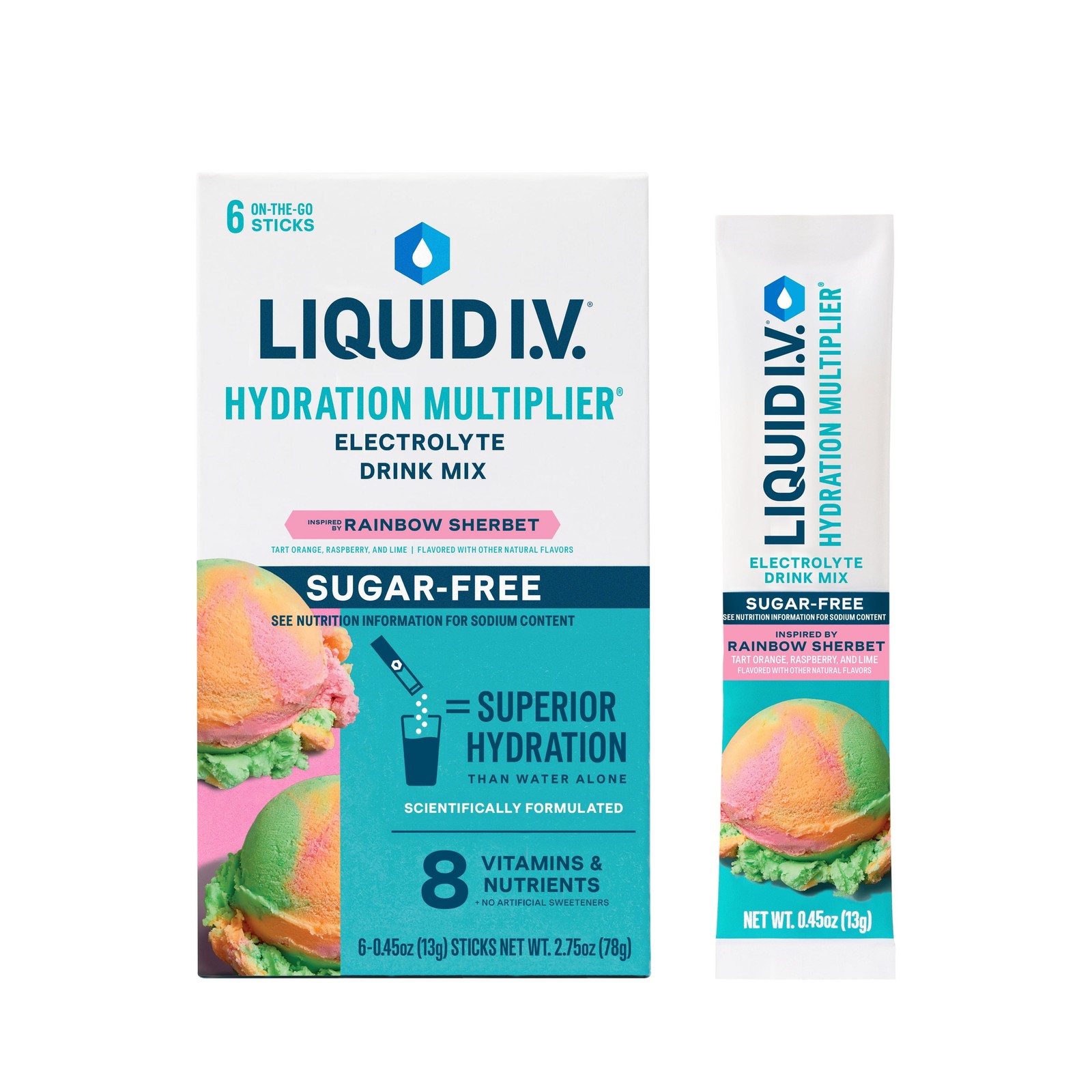 Liquid I.V. Rainbow Sherbet Hydration Multiplier® Powdered Electrolyte Drink Mix