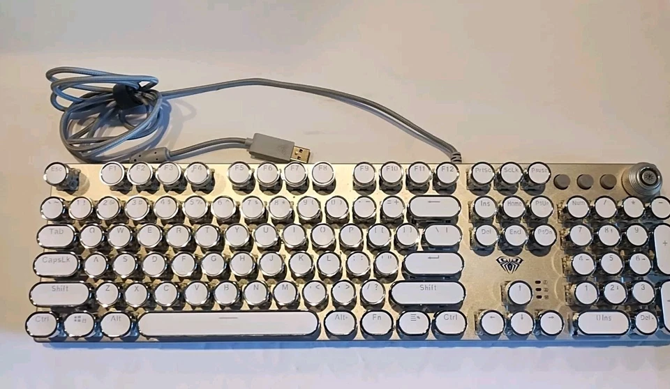 AULA F2088 Typewriter Style Mechanical Gaming Keyboard, Rainbow LED Read Desc. - Image 2 of 4