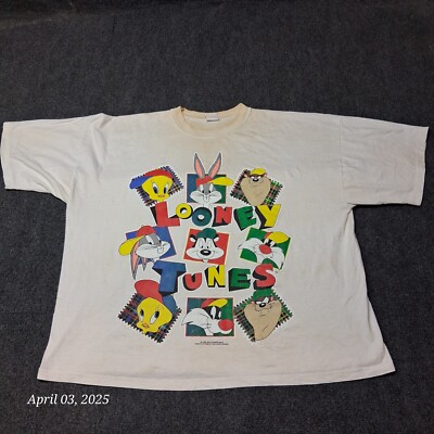 * Vintage Looney Tunes T Shirt Women Plus Size 2X White Dirty White T 1994