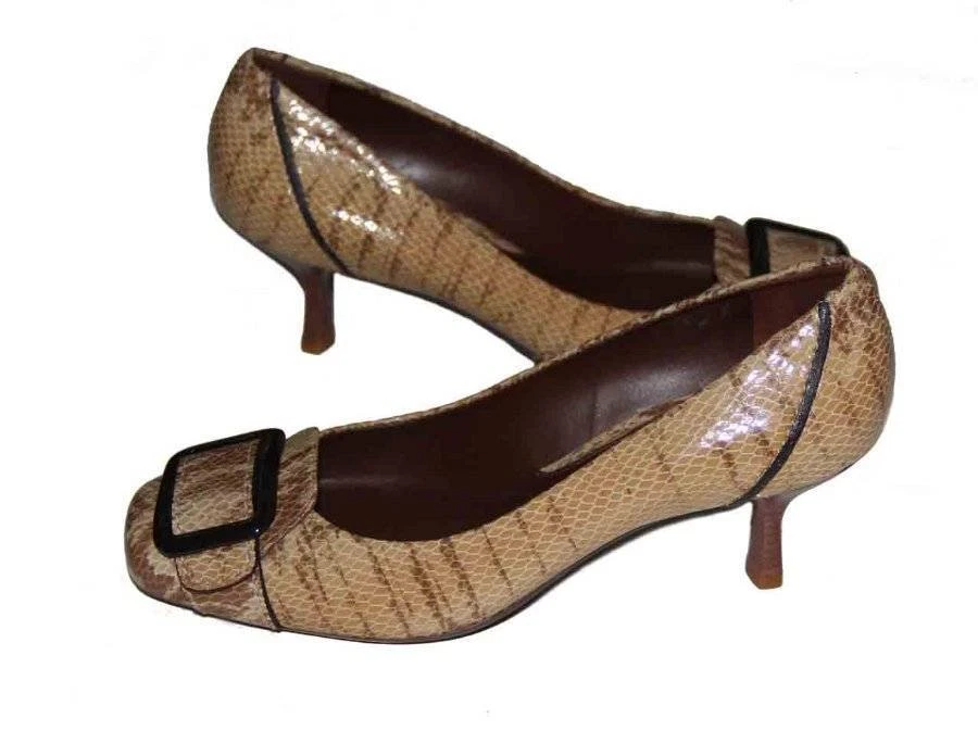 NUEVO Zapatos Cole Haan Tacones Cuero Marrón Tostado Patrón Piel de Serpiente Para Mujer Talla 6.5 B Foto 2 de 4