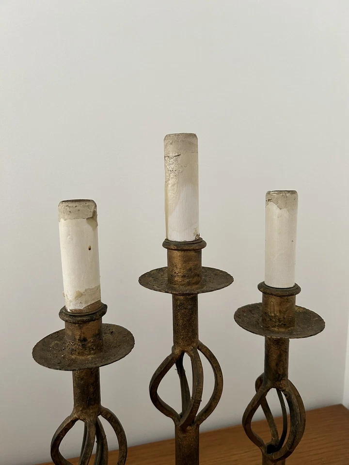 BOUGEOIR FER FORGÉ DORÉ ART AND CRAFT DLG POUENAT - Photo 3/4