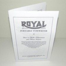 Royal Portable Typewriter Adjustment & Minor Repair Pamphelet Reproduction thumbnail