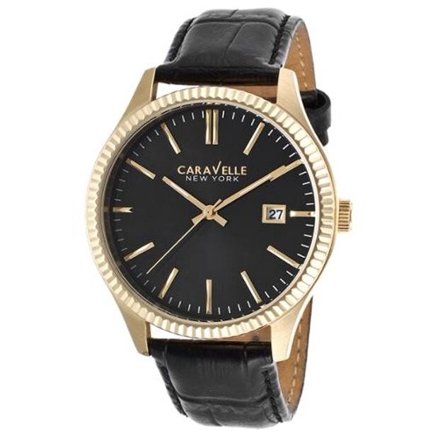 Caravelle 44B106 Men's Gold Leather Japanese Quartz Fashion Watch