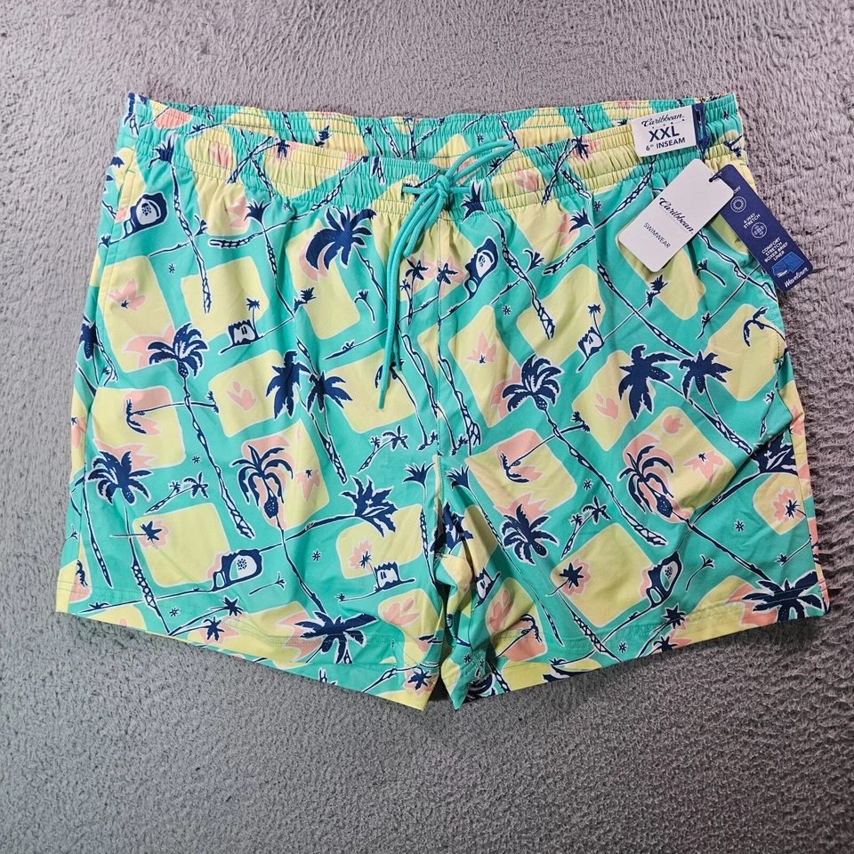 NWT Caribbean Roundtree & Yorke Swim Shorts Trunks Men's XXL Lined Zip Pocket - Image 2 of 4