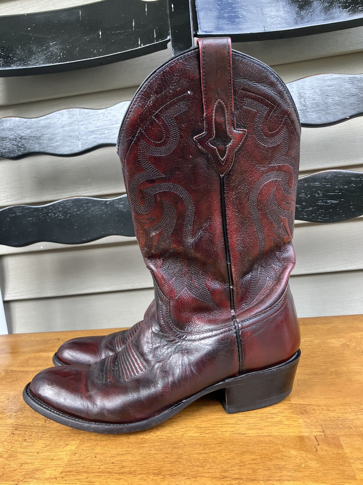 Resistol By Lucchese boots black cherry vintage size 9 1/2 D Men’s M3065B