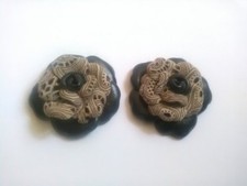 2-teiliges Set, Schuhdeko, Schuhrosen aus Leder in Spitzenoptik.