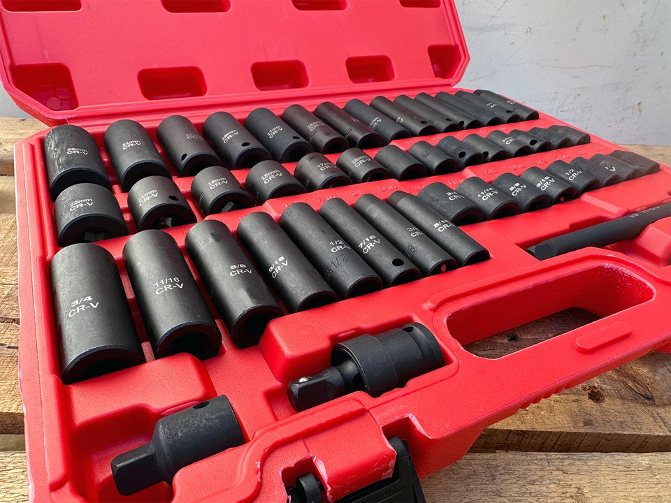 48pcs Deep Shallow Impact Sockets Set SAE & Metric (5/16"- 3/4", 8-22mm)6 Point - Image 4 of 4